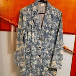 Newport News Blue and cream floral Jean Jacket